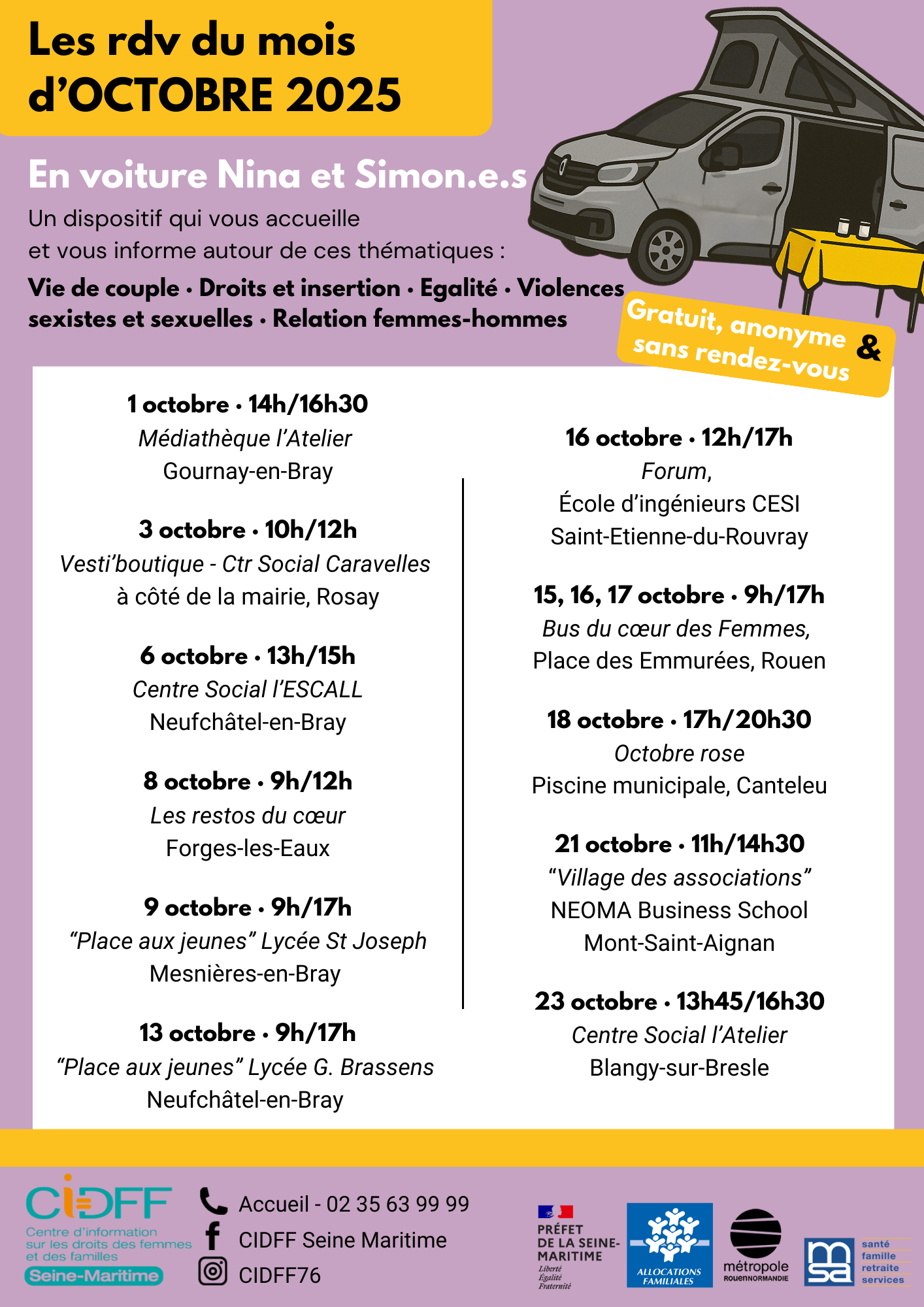 CIDFF - Affiche planning Octobre 2025