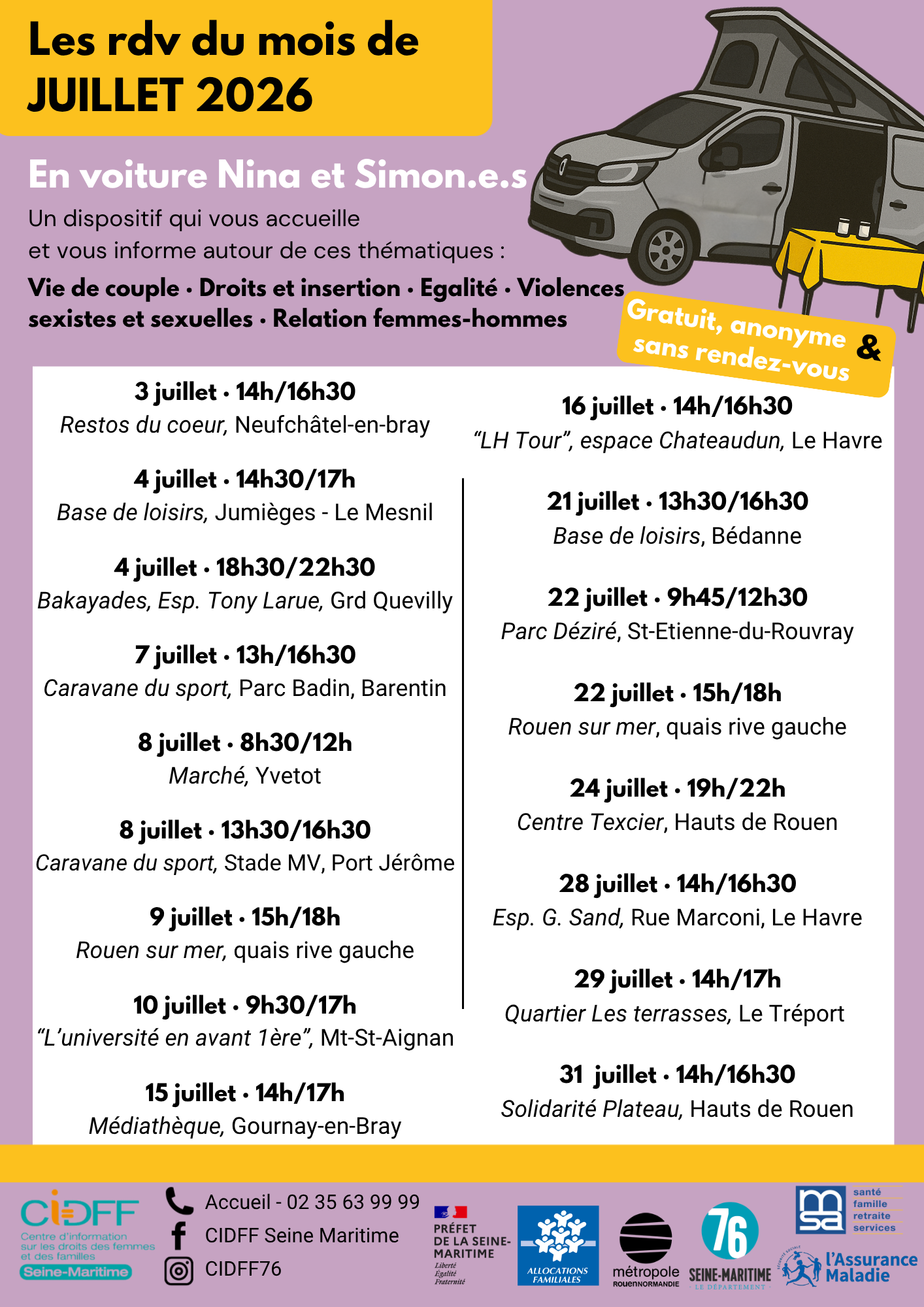 CIDFF - Planning Juillet