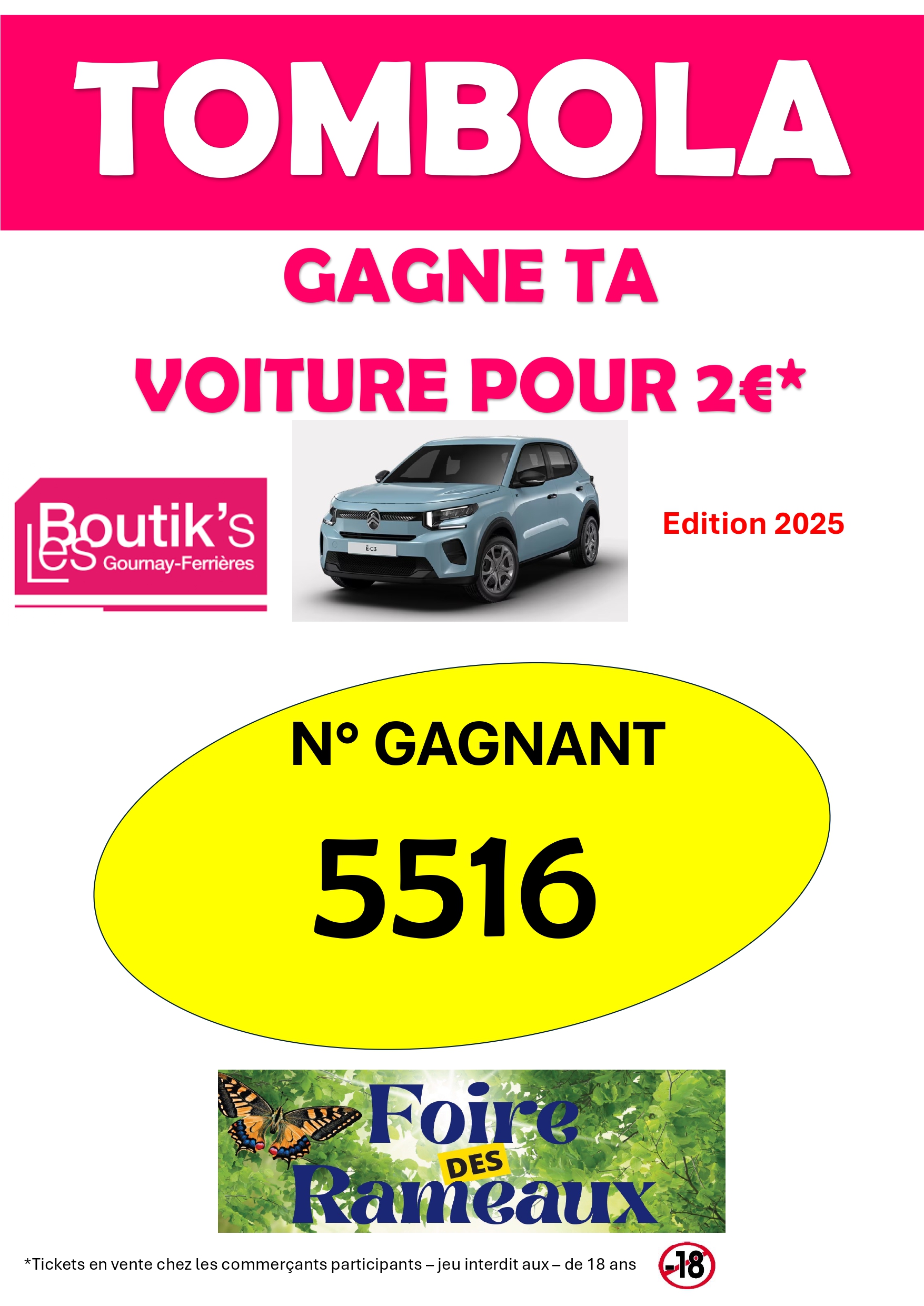 Affiche gagnant tombola