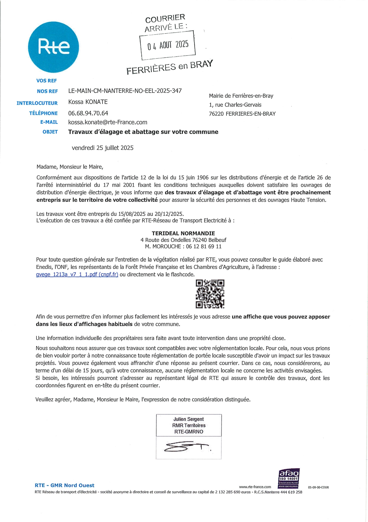 Courrier RTE