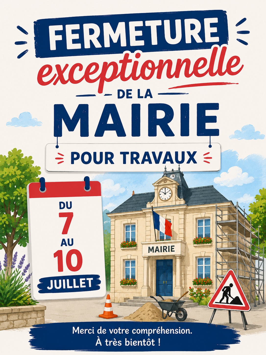 Affiche femeture mairie 
