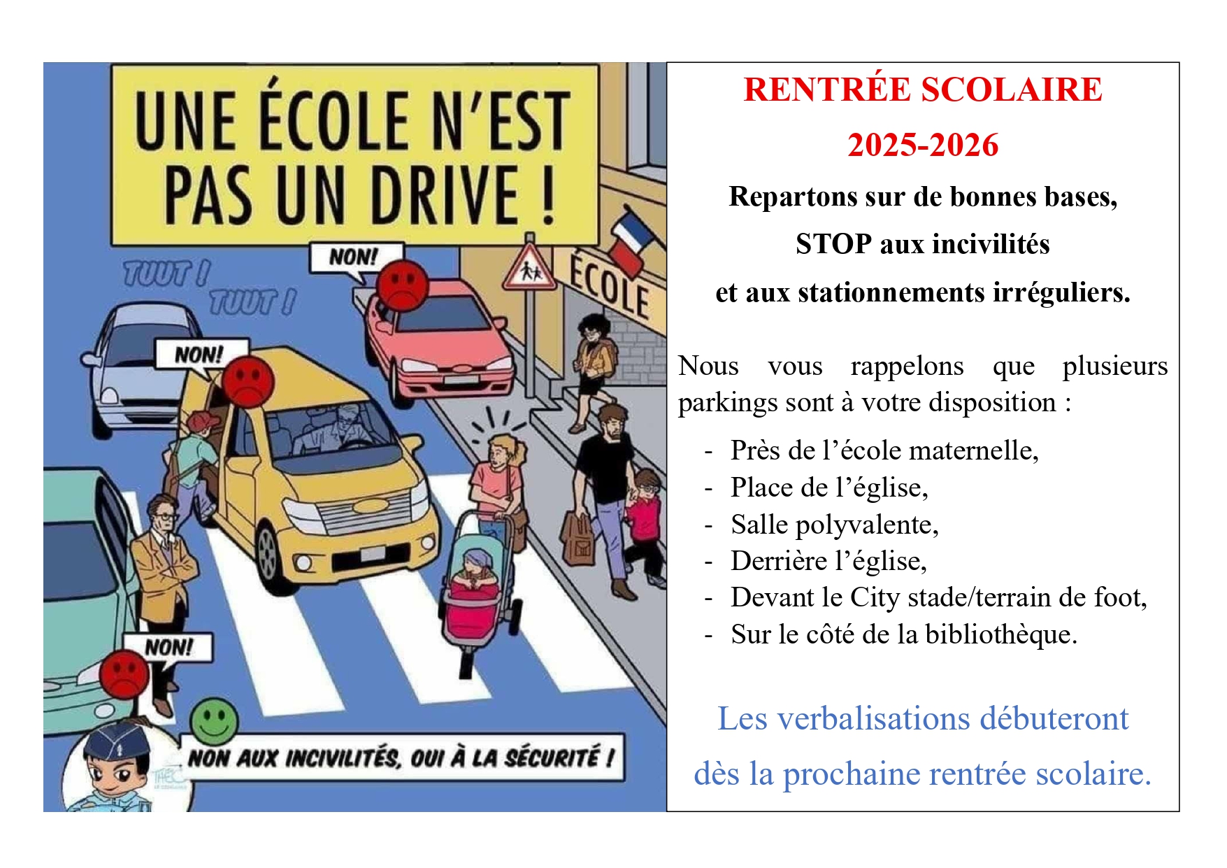 Affiche stationnement école
