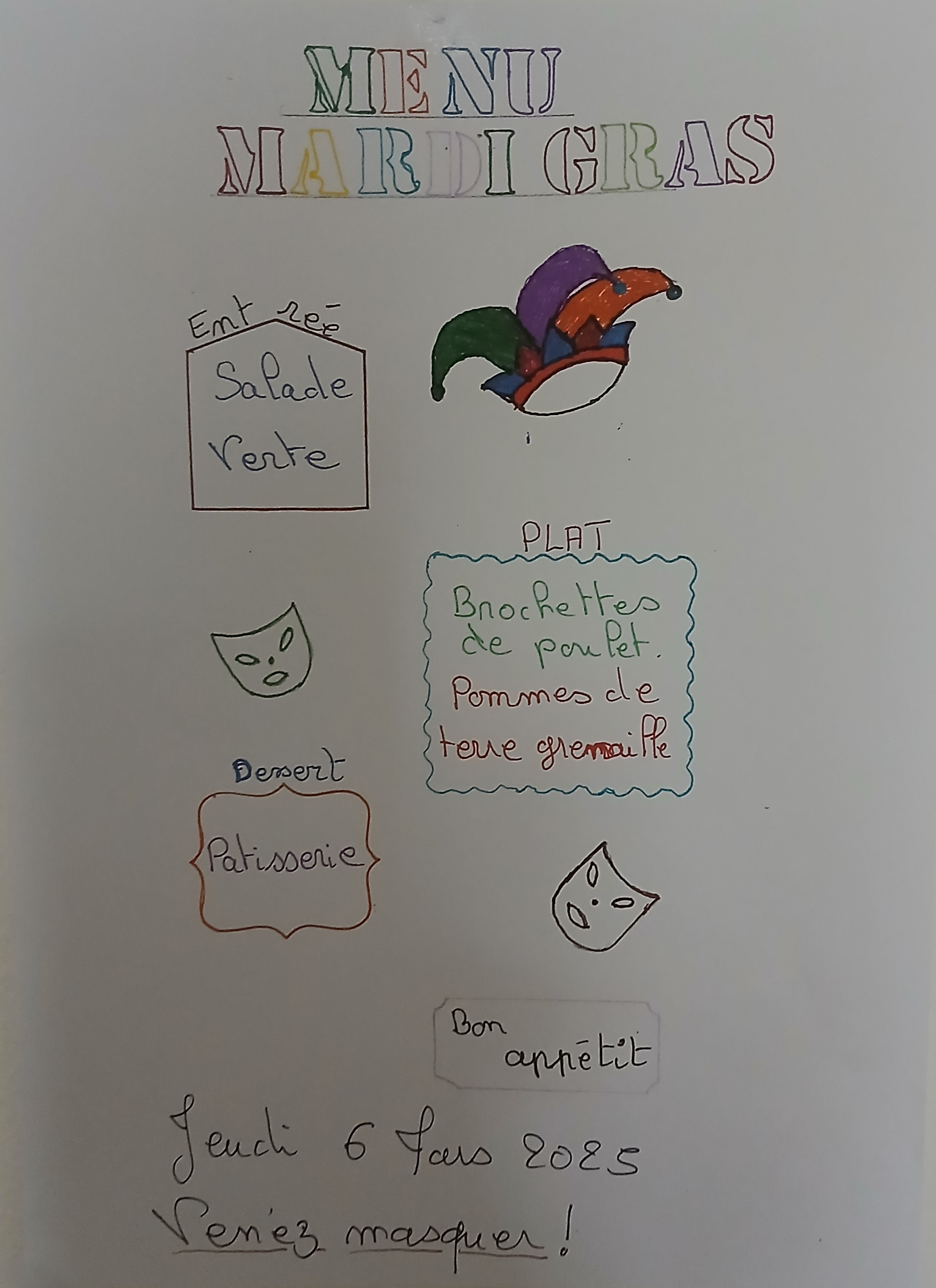 Menu du 6 mars 2025