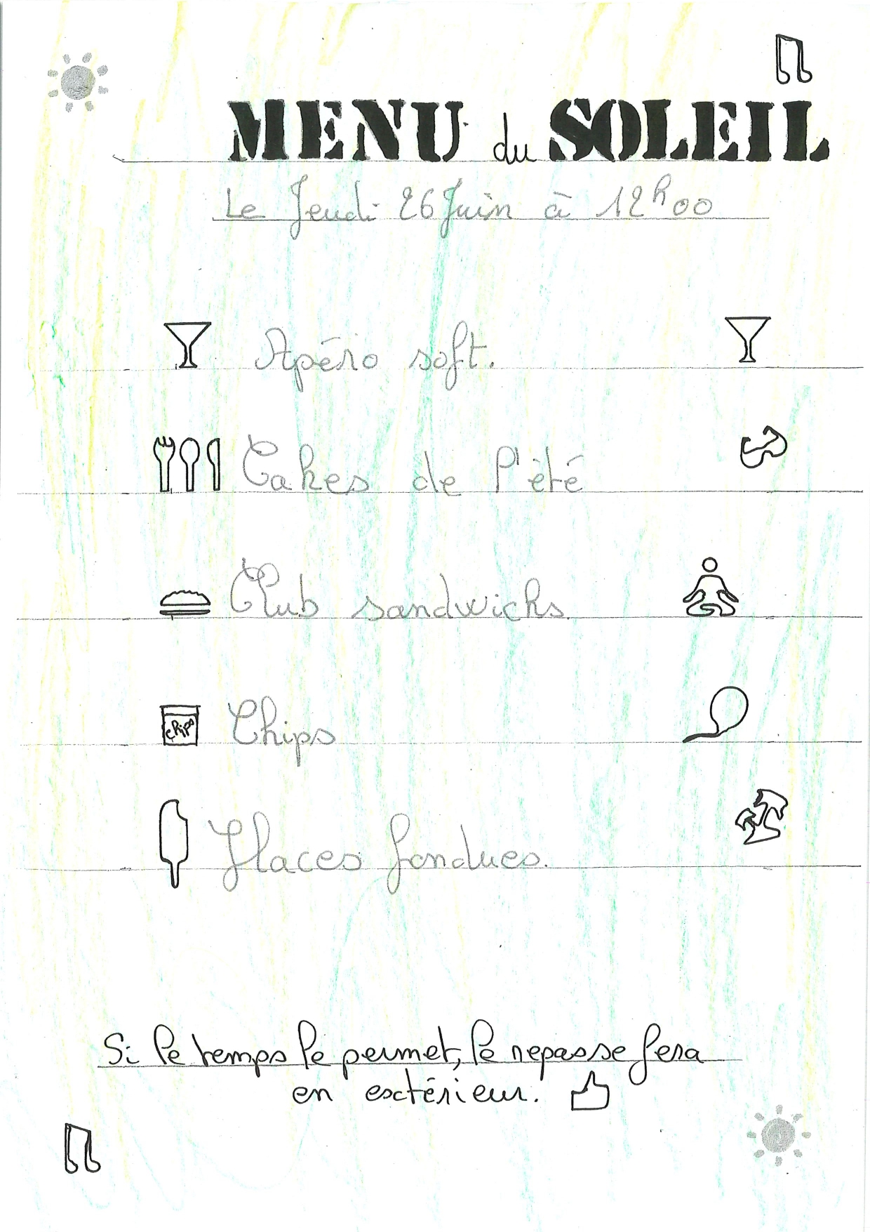 Menu du Soleil