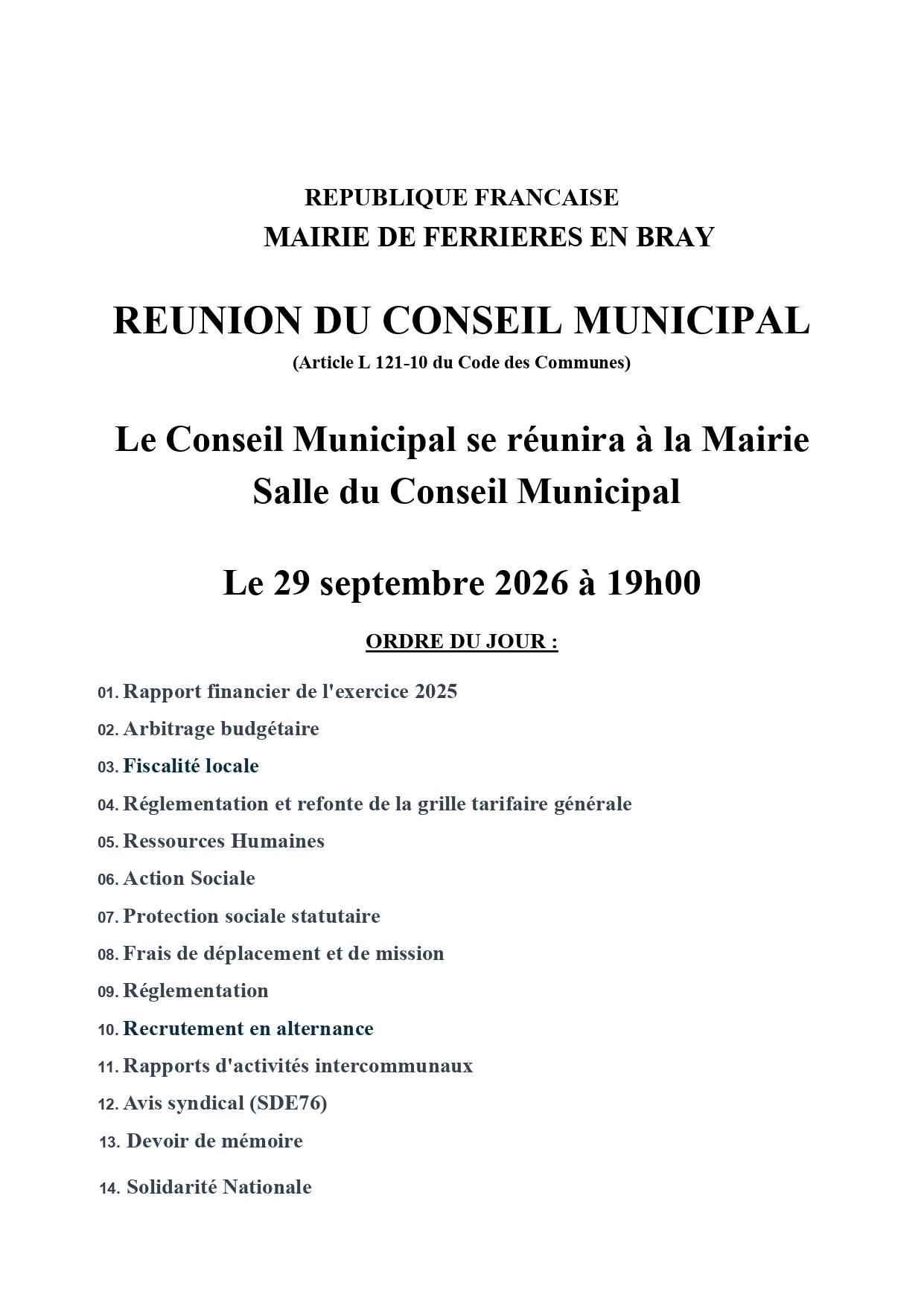 Affiche Conseil municipal