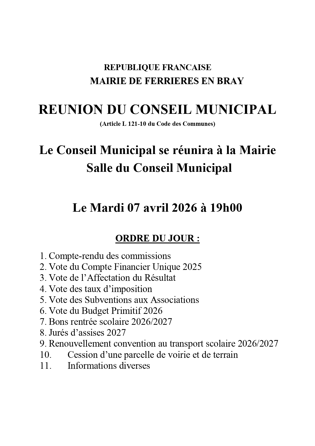 Affiche Conseil Municipal
