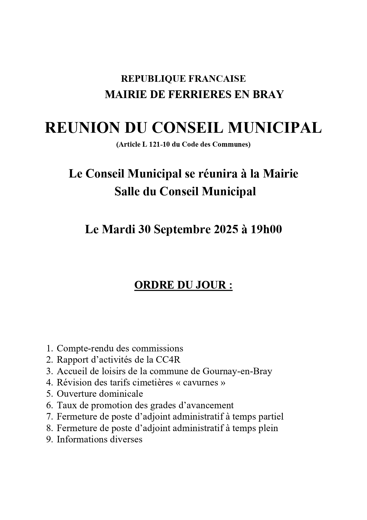 Affiche Conseil Municipal