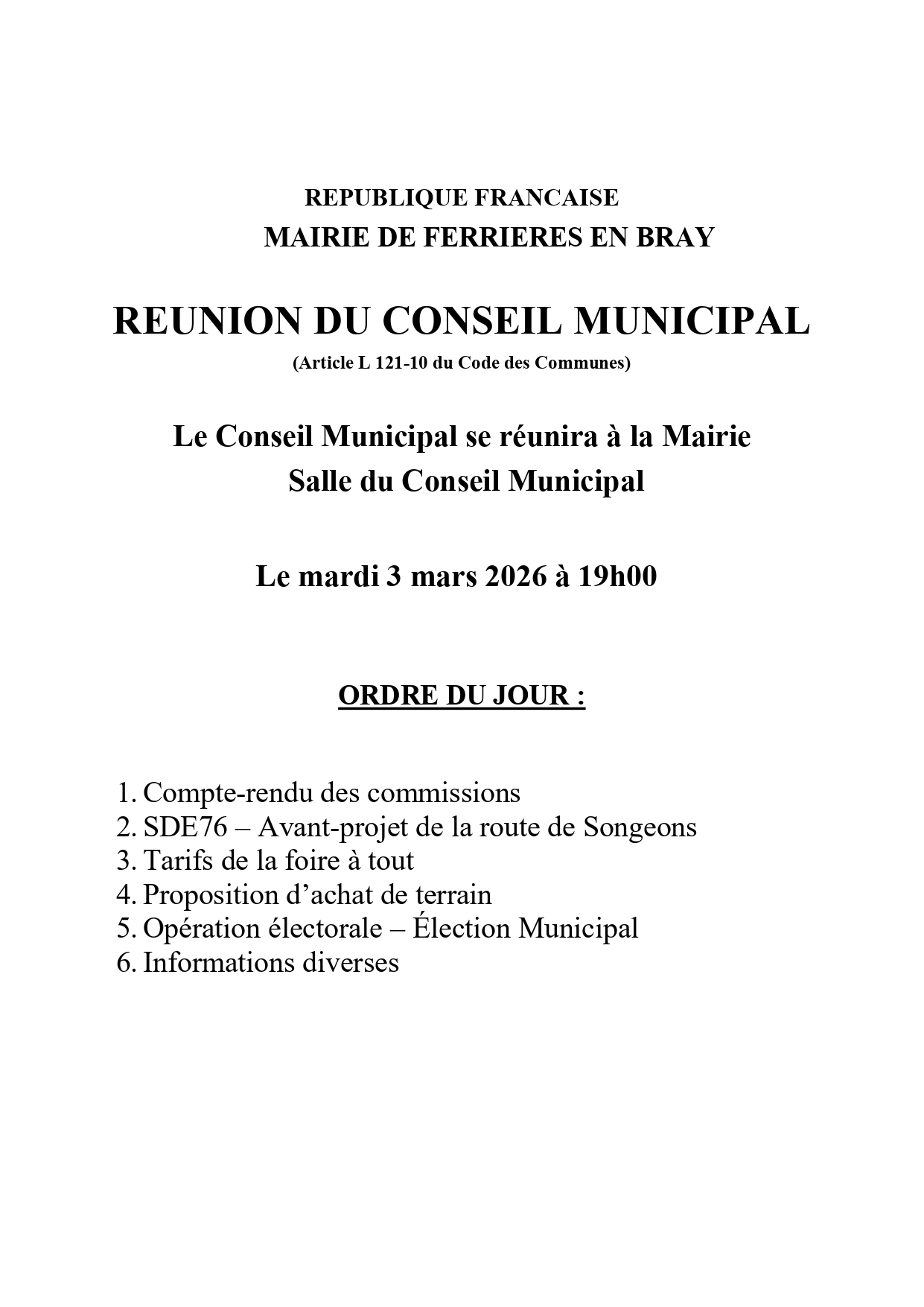 Affiche Conseil Municipal