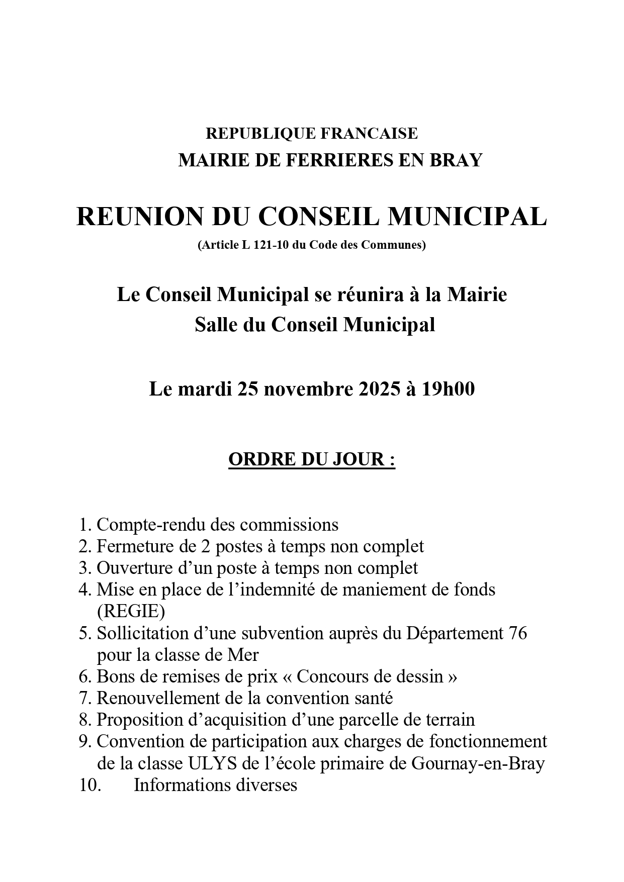 Affiche Conseil Municpal