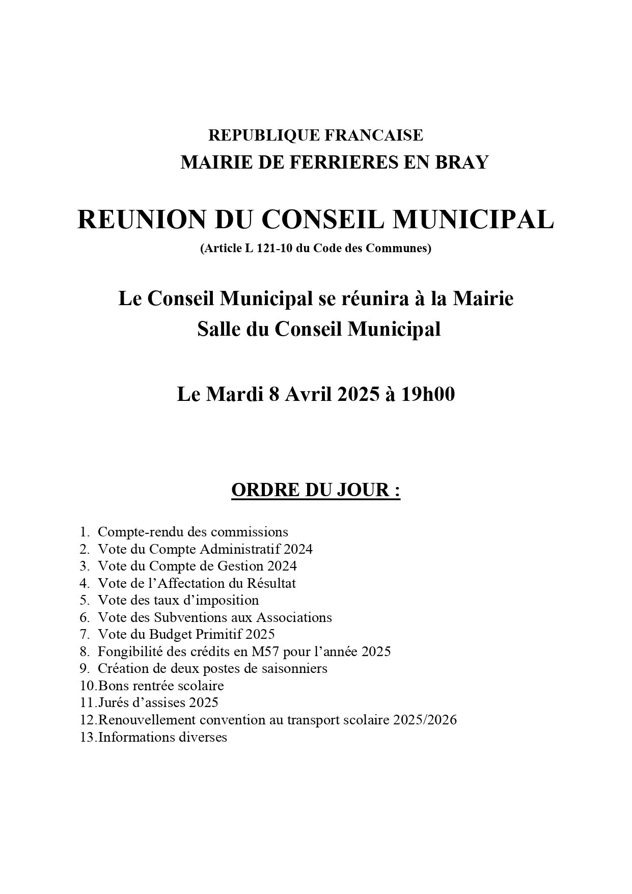 Affiche Mardi 8 Avril 2025