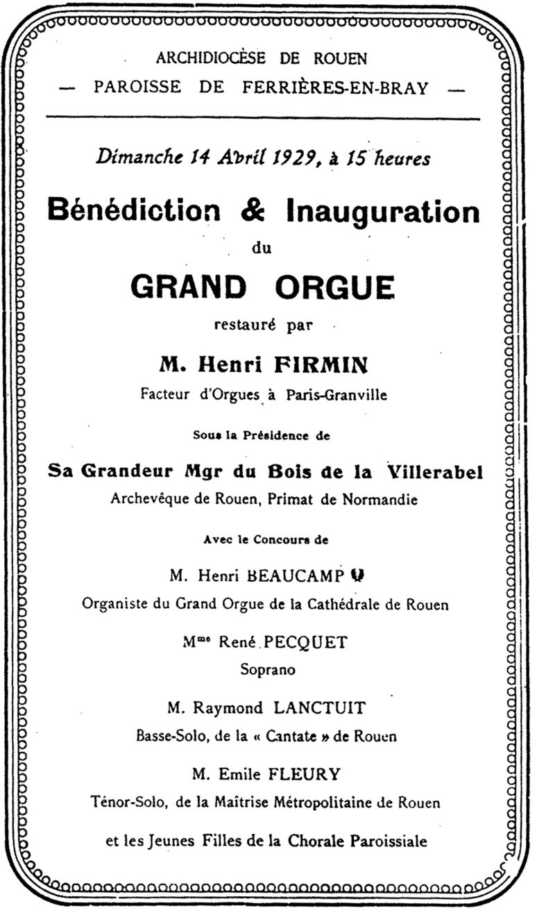 Grand Orgue de la Paroisse de Ferrières-en-Bray